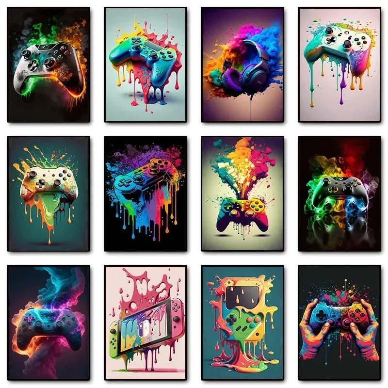 Gaming Accessories Wall - Poster Lukisan Kanvas Cetak Minimalis Seni