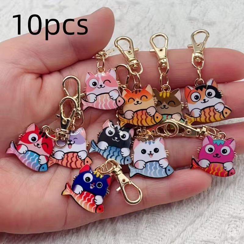 Gaming Accessories Gifts - 10 buah gantungan kunci kucing berbahan